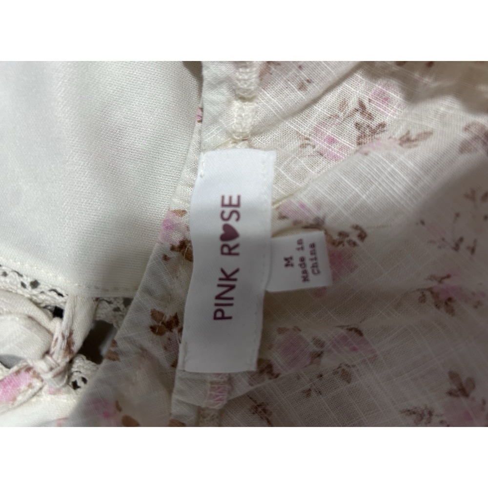 Pink Rose MEDIUM Floral Cottagecore Split Front Coquette Milkmaid Set Skirt *084 - Picture 6 of 11